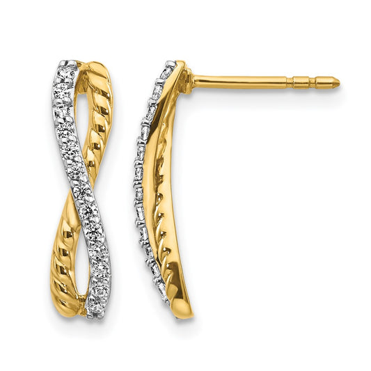 14k Two-tone j1/5 carat Diamond Fancy Twist Post Earrings