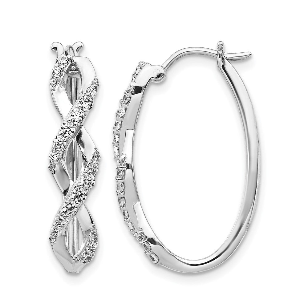 14k White Gold 1/2 carat Diamond Fancy Hoop Earrings