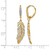 14k Diamond Fancy Feather Leverback Earrings