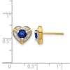 14k 4.5mm Round Sapphire and Diamond Halo Fancy Heart Post Earrings