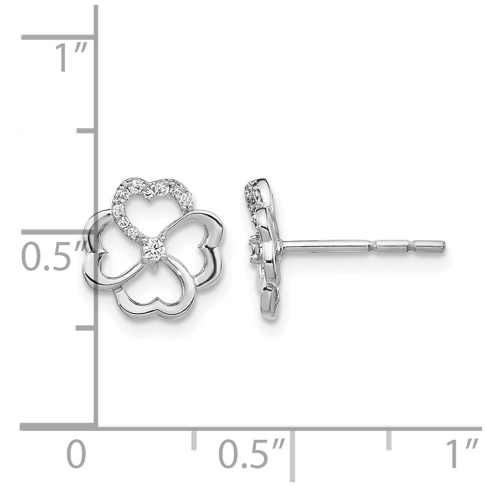 14k White Gold 1/10 carat Diamond Fancy Clover Post Earrings
