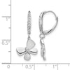14k White Gold 1/6 carat Diamond Butterfly Dangle Leverback Earrings