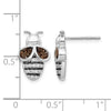 14k White Gold and Black Rhodium 1/6 carat Diamond and Smokey Quartz Bee Post Earrings