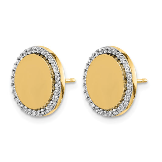 14k White Gold 1/3 carat Diamond Fancy Circle Post Earrings