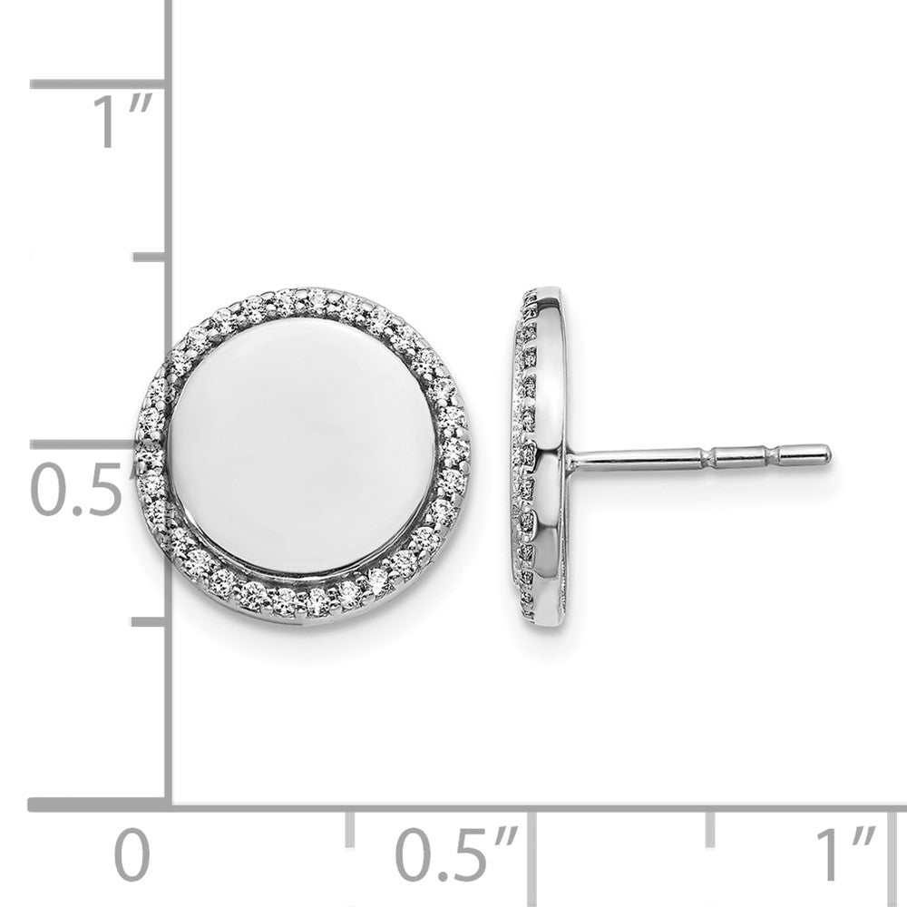 14k White Gold 1/3 carat Diamond Fancy Circle Post Earrings