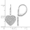 14k White Gold 1/2 carat Diamond Pave Fancy Heart Leverback Earrings