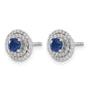 14k White Gold Double Row Diamond Halo Jackets and 4mm Sapphire Stud Earrings