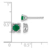 14k White Gold Diamond Square Jackets and 4mm Emerald Stud Earrings