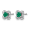 14k White Gold Diamond Square Jackets and 4mm Emerald Stud Earrings