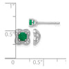 14k White Gold Diamond Square Jackets and 4mm Emerald Stud Earrings