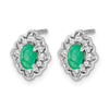 14k White Gold Diamond and Cabochon Emerald Earrings