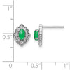 14k White Gold Diamond and Cabochon Emerald Earrings