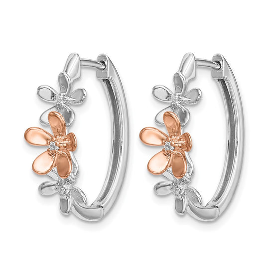 Gold Diamond Oval Hinged Hoop Earrings
