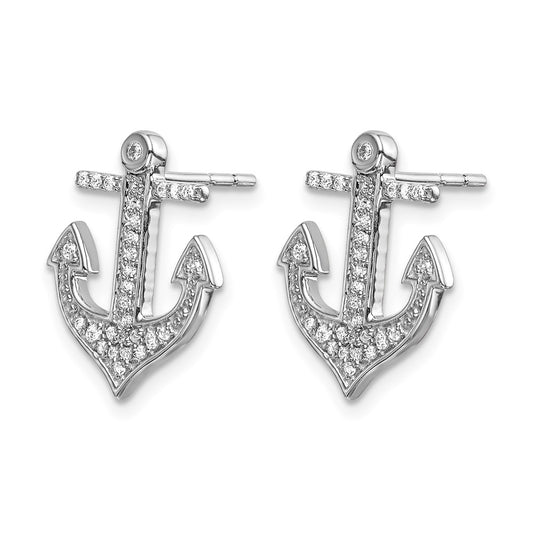 14k White Gold 1/5 carat Diamond Anchor Post Earrings