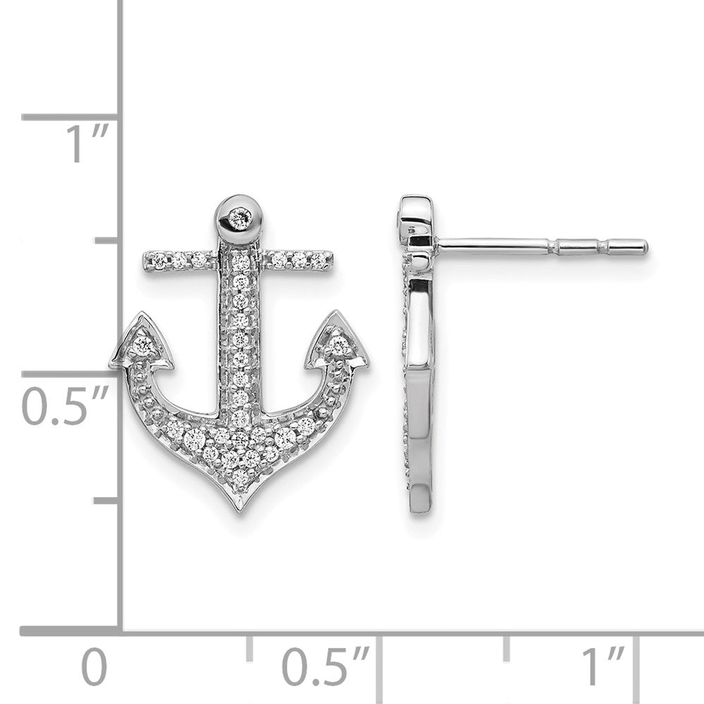 14k White Gold 1/5 carat Diamond Anchor Post Earrings