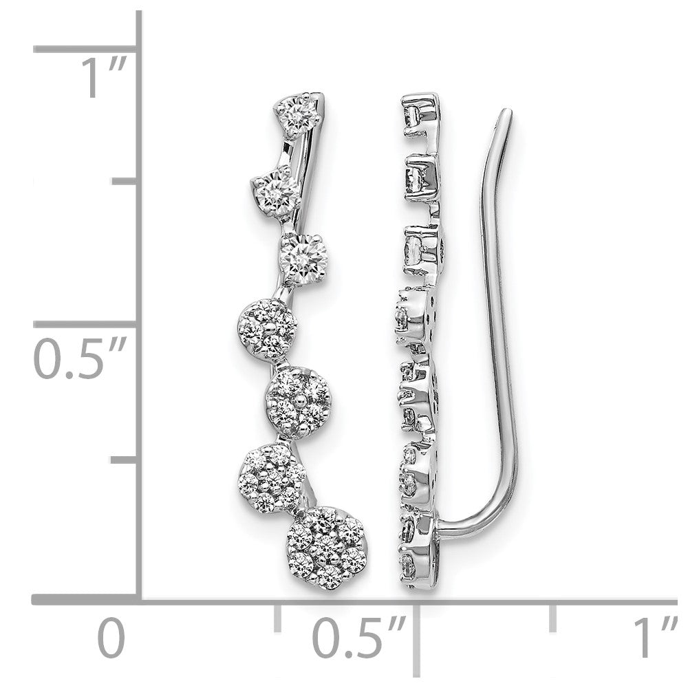 14k White Gold 1/2 carat Diamond Graduated Ear Climber Earrings