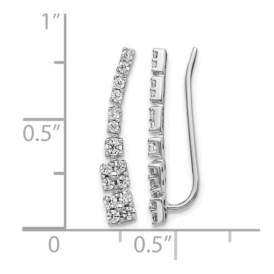 14k White Gold 1/2 carat Diamond Graduated Ear Climber Earrings