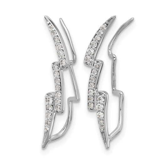 14k White Gold 1/3 carat Diamond Lightning Ear Climber Earrings