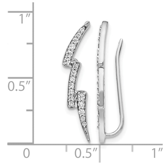 14k White Gold 1/3 carat Diamond Lightning Ear Climber Earrings