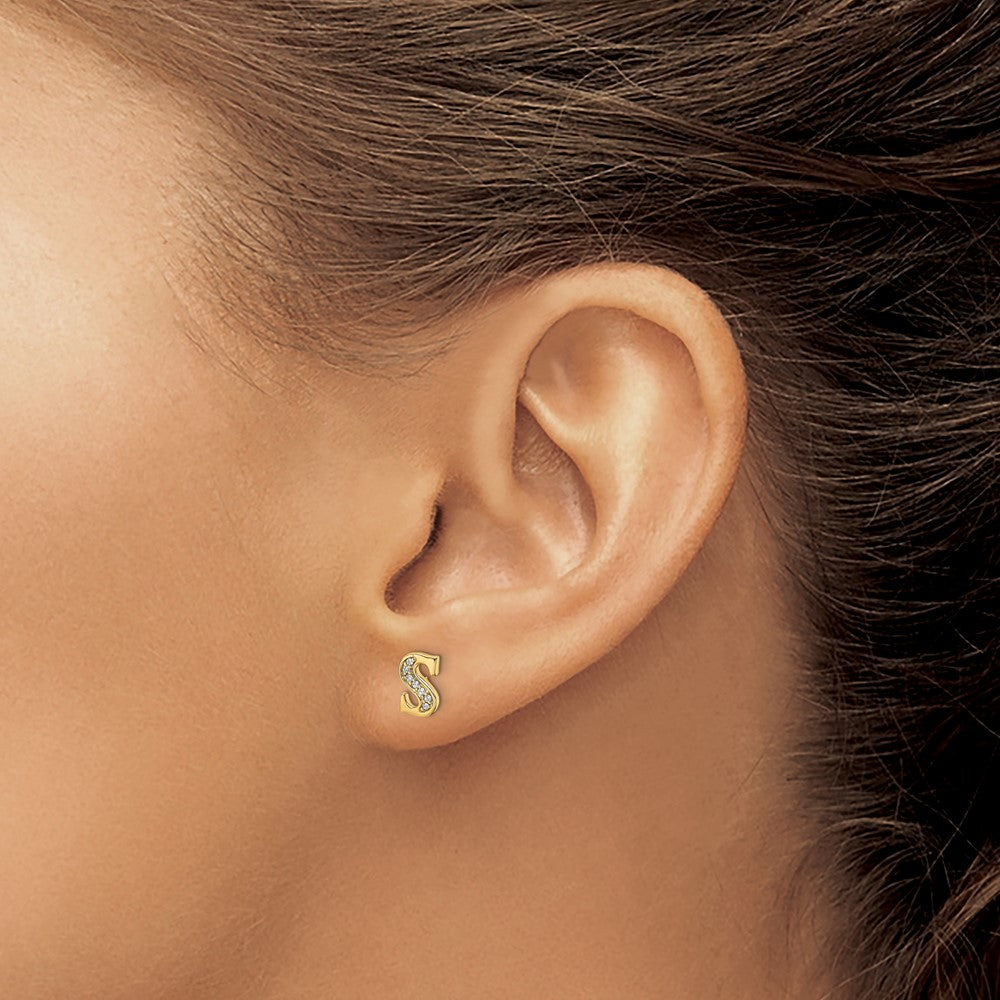 Diamond Initial Earrings