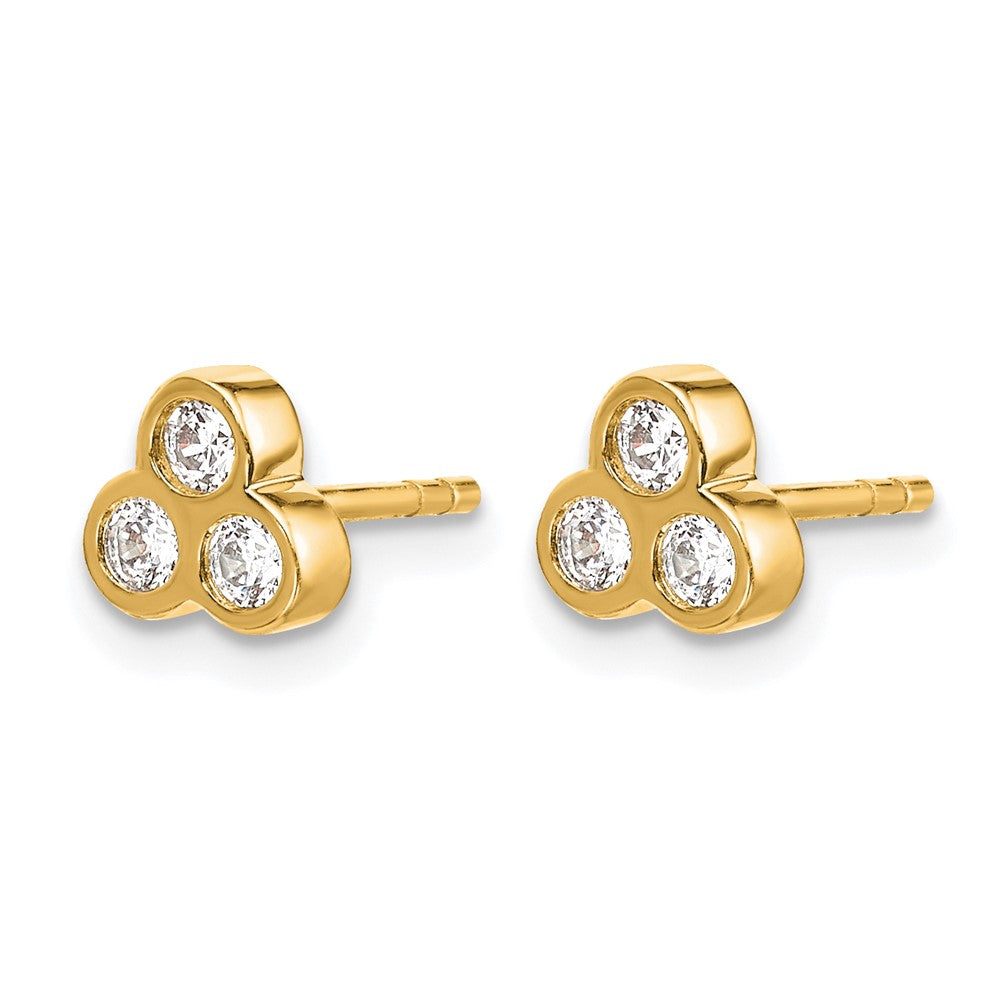 10k 3-stone Diamond Earrings