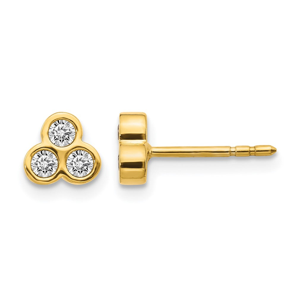 10k 3-stone Diamond Earrings