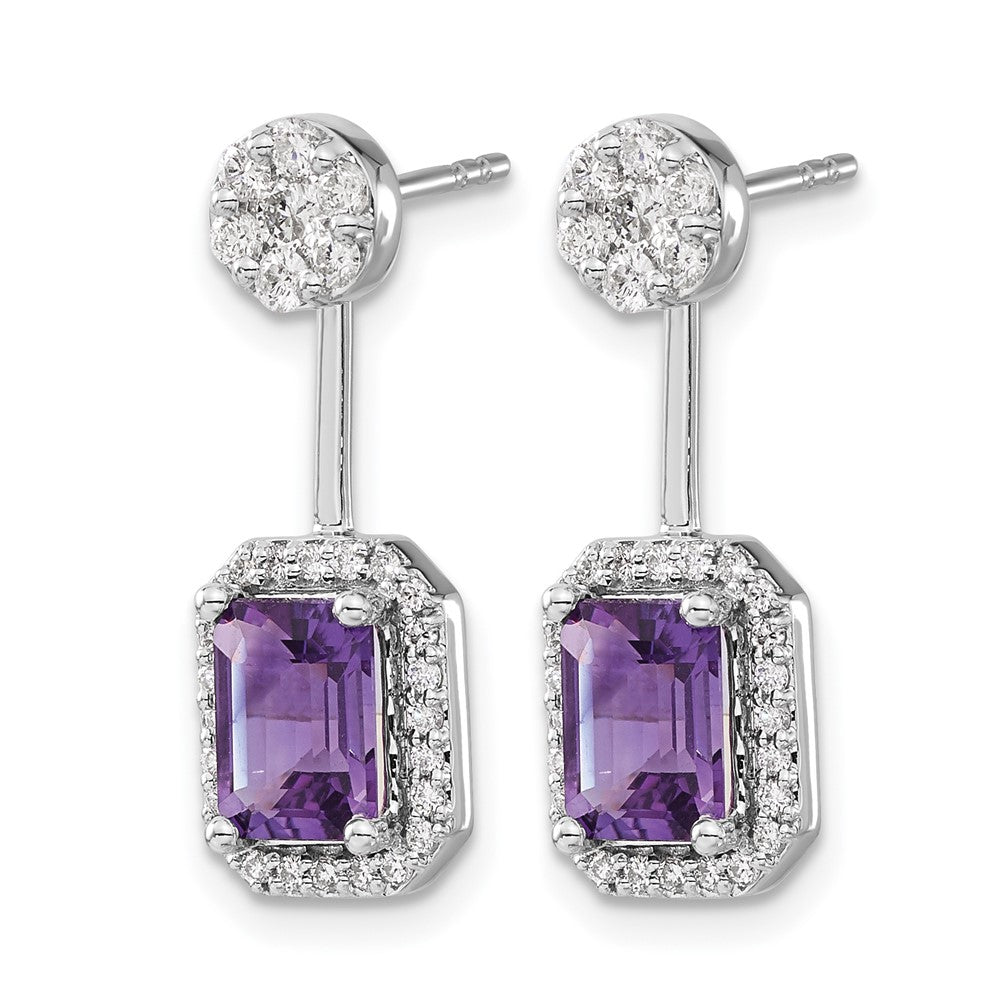 Octagon Gemstone & Diamond Front/Back Earrings