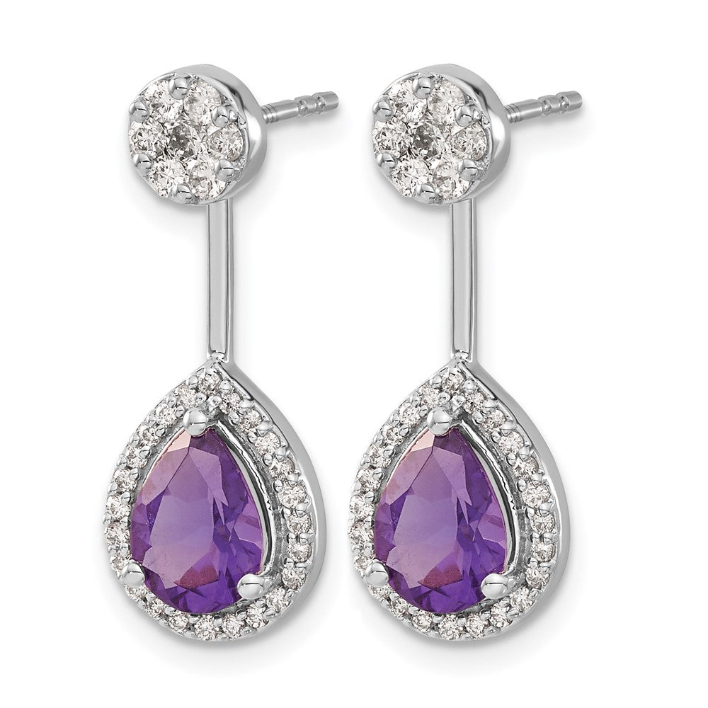 Pear Gemstone & Diamond Front/Back Earrings