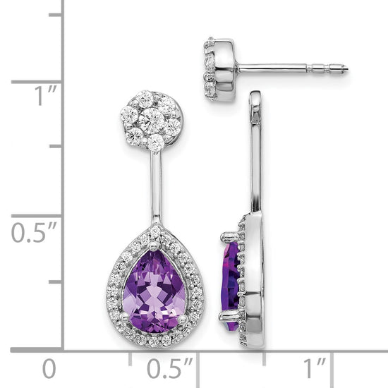 Pear Gemstone & Diamond Front/Back Earrings