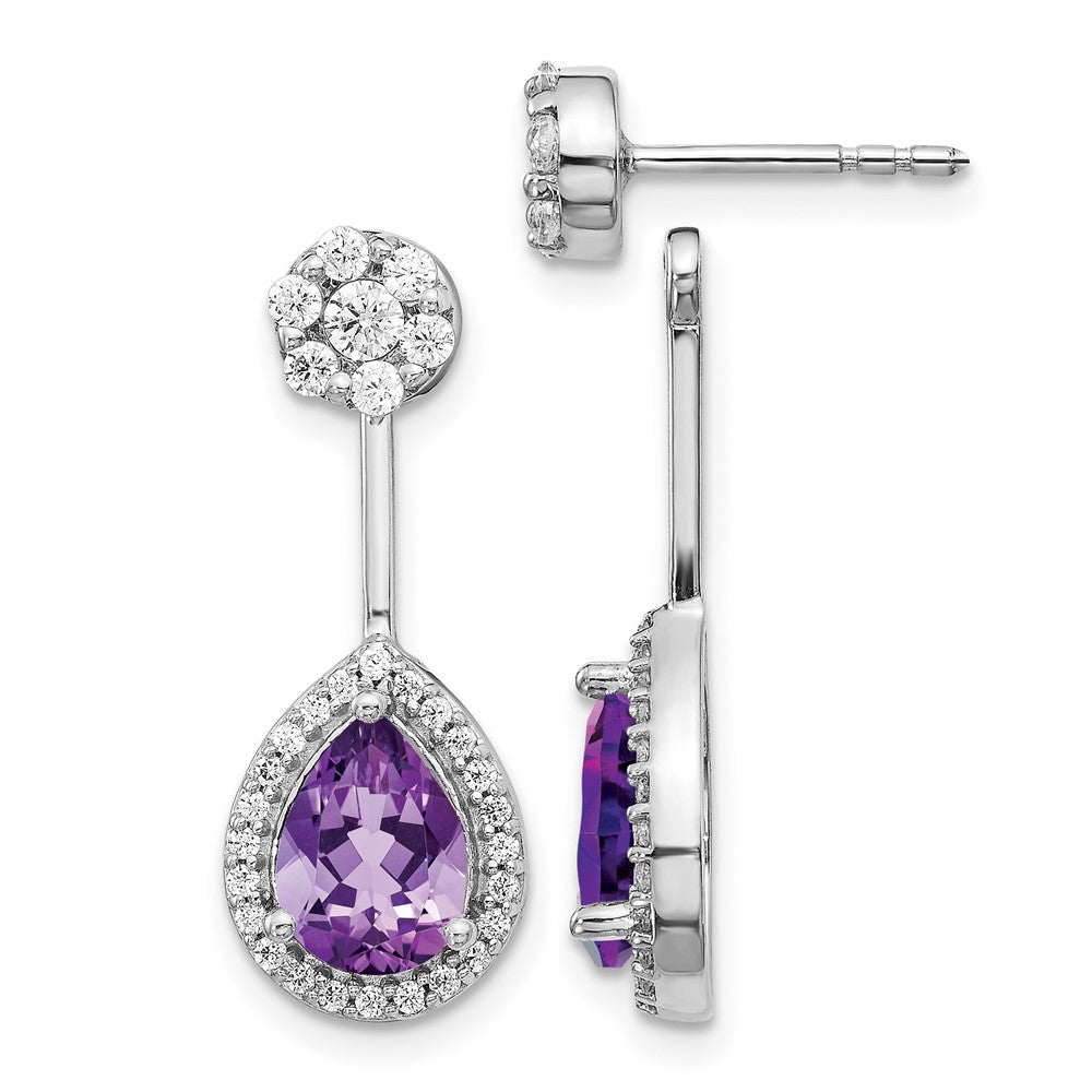 Pear Gemstone & Diamond Front/Back Earrings