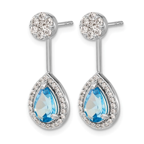 Pear Gemstone & Diamond Front/Back Earrings