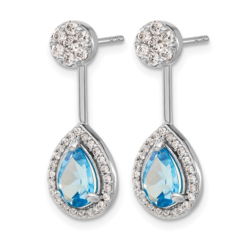 Pear Gemstone & Diamond Front/Back Earrings