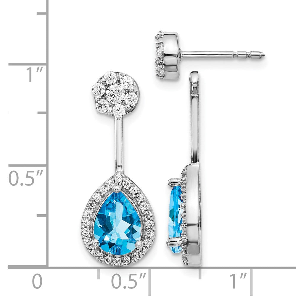 Pear Gemstone & Diamond Front/Back Earrings