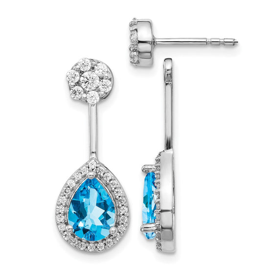 Pear Gemstone & Diamond Front/Back Earrings