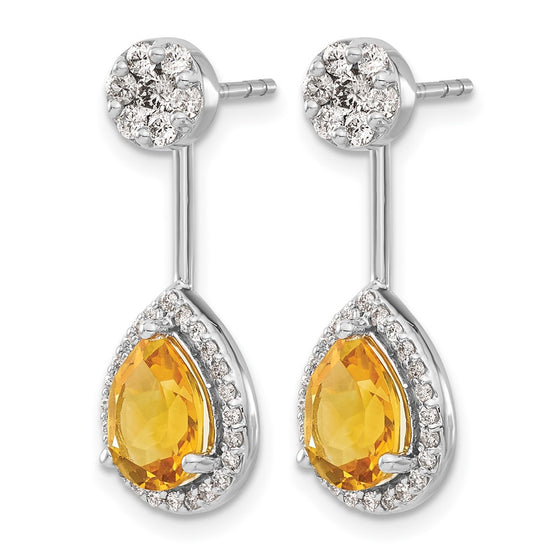 Pear Gemstone & Diamond Front/Back Earrings