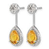 Pear Gemstone & Diamond Front/Back Earrings