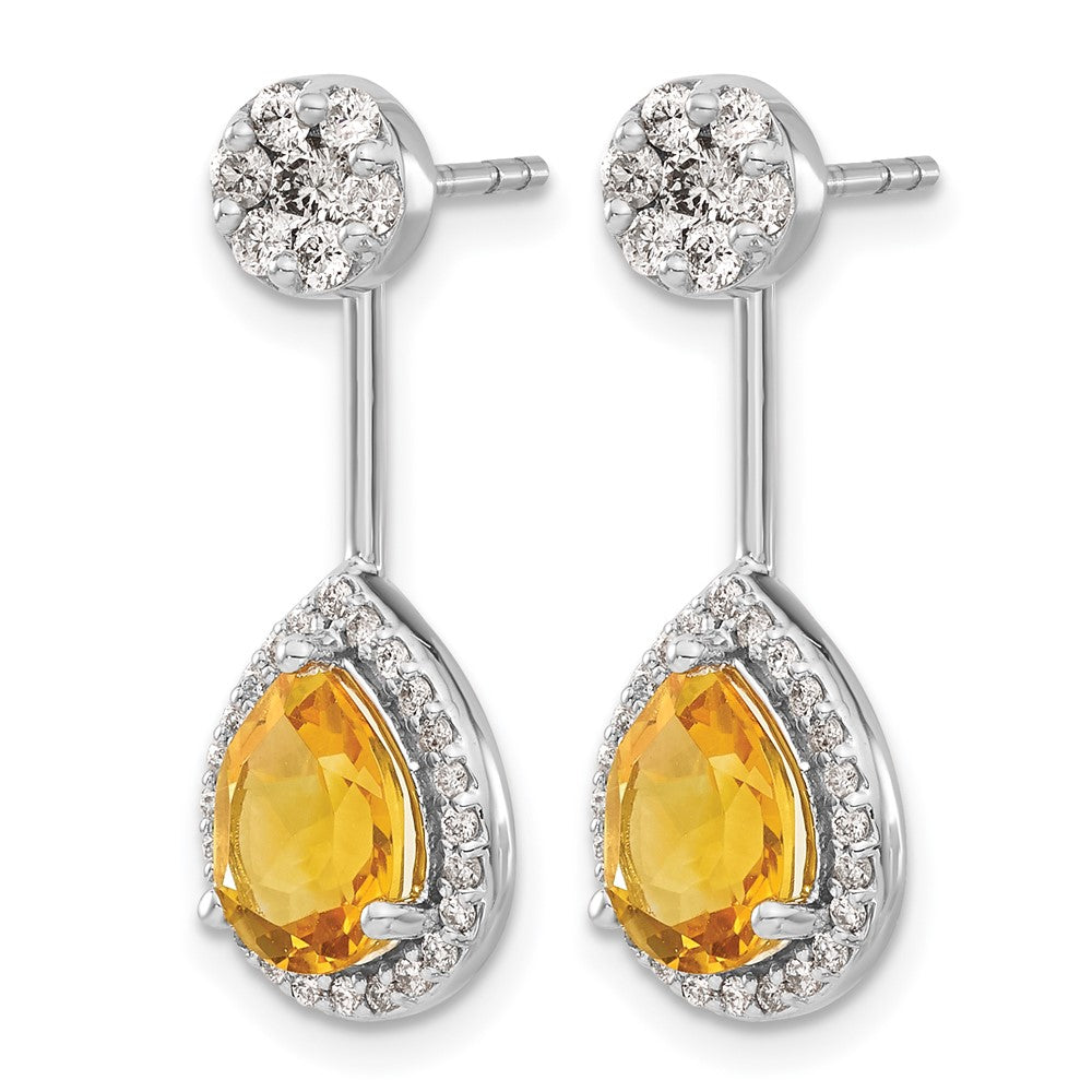 Pear Gemstone & Diamond Front/Back Earrings