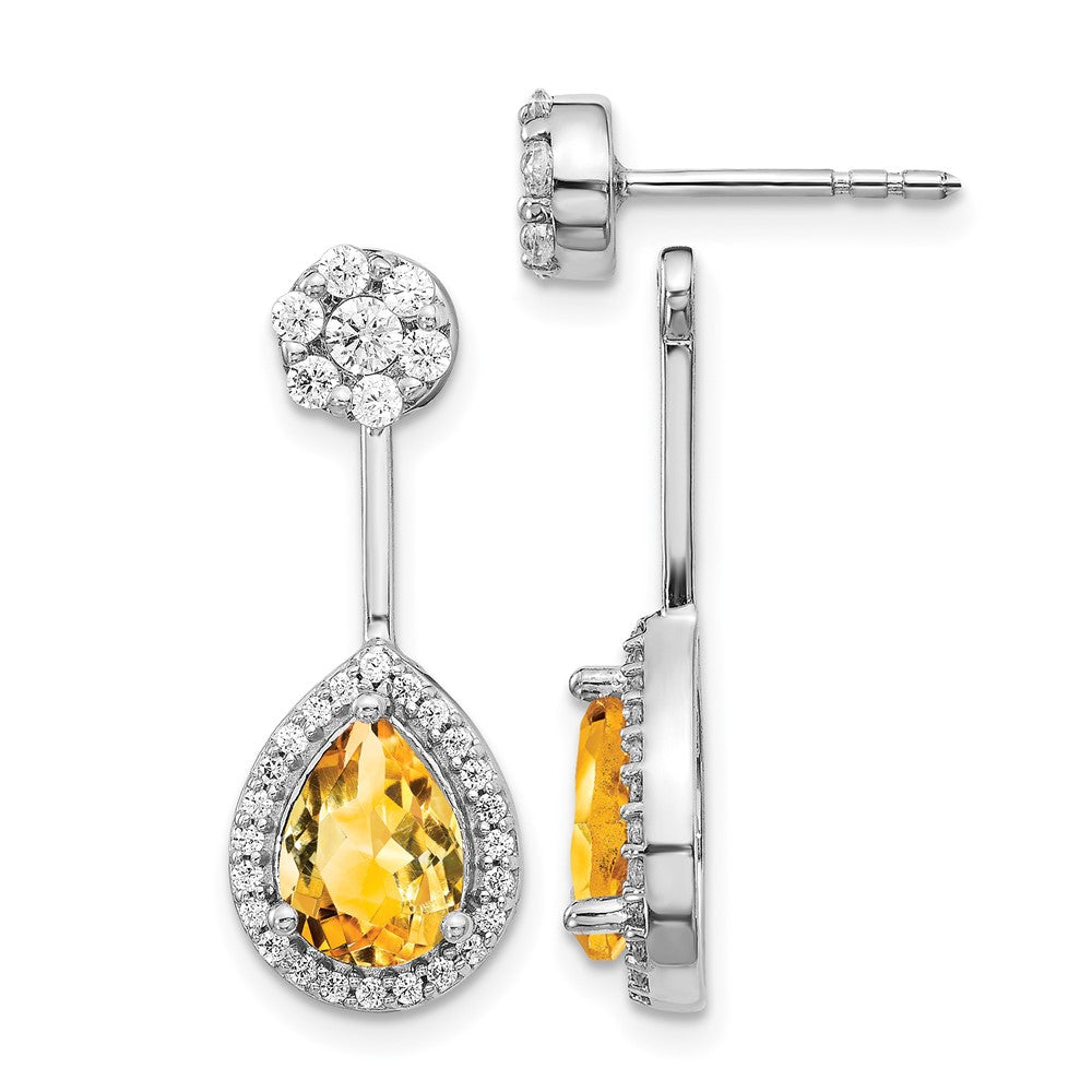 Pear Gemstone & Diamond Front/Back Earrings