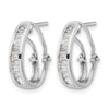 14k White Gold 1/2 carat Baguette Diamond Channel-set Omega Back Hoop Earrings
