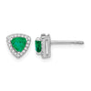 Trillion Gemstone and Diamond Halo Earrings
