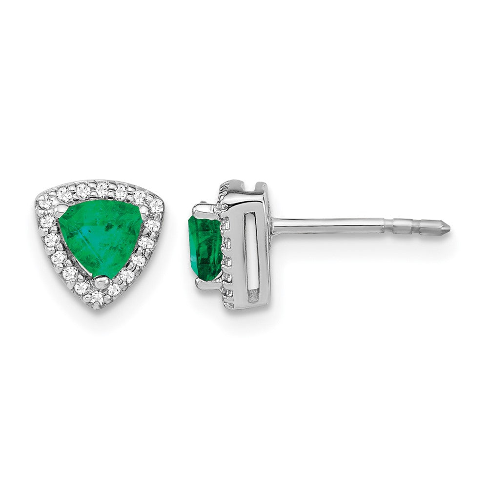 Trillion Gemstone and Diamond Halo Earrings