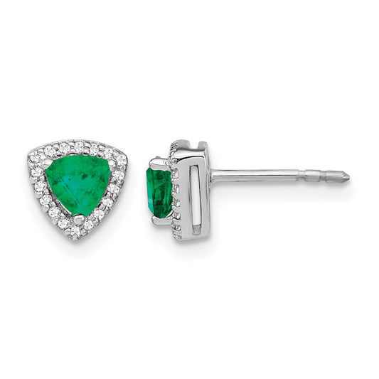 Trillion Gemstone and Diamond Halo Earrings