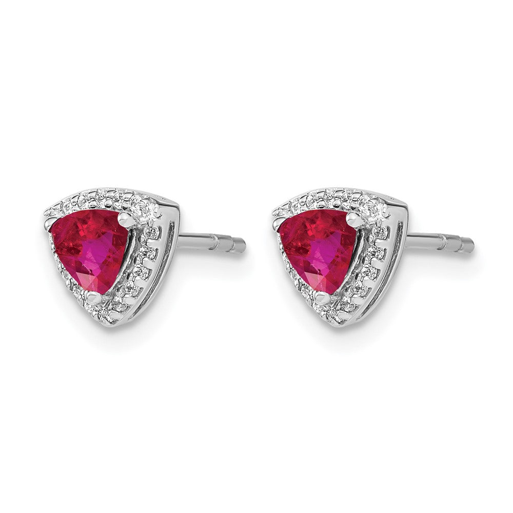 Trillion Gemstone and Diamond Halo Earrings