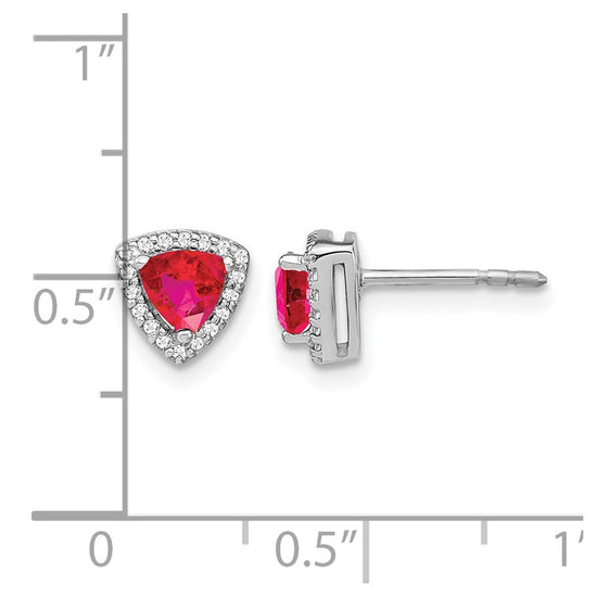 Trillion Gemstone and Diamond Halo Earrings
