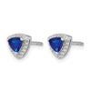 Trillion Gemstone and Diamond Halo Earrings