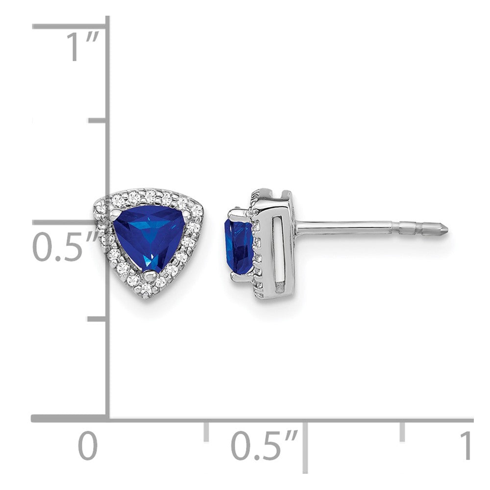 Trillion Gemstone and Diamond Halo Earrings