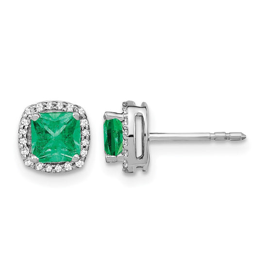 Cushion Gemstone and Diamond Halo Earrings