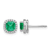 Cushion Gemstone and Diamond Halo Earrings