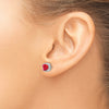 14k White Gold 5mm Cushion Ruby and Diamond Halo Post Earrings