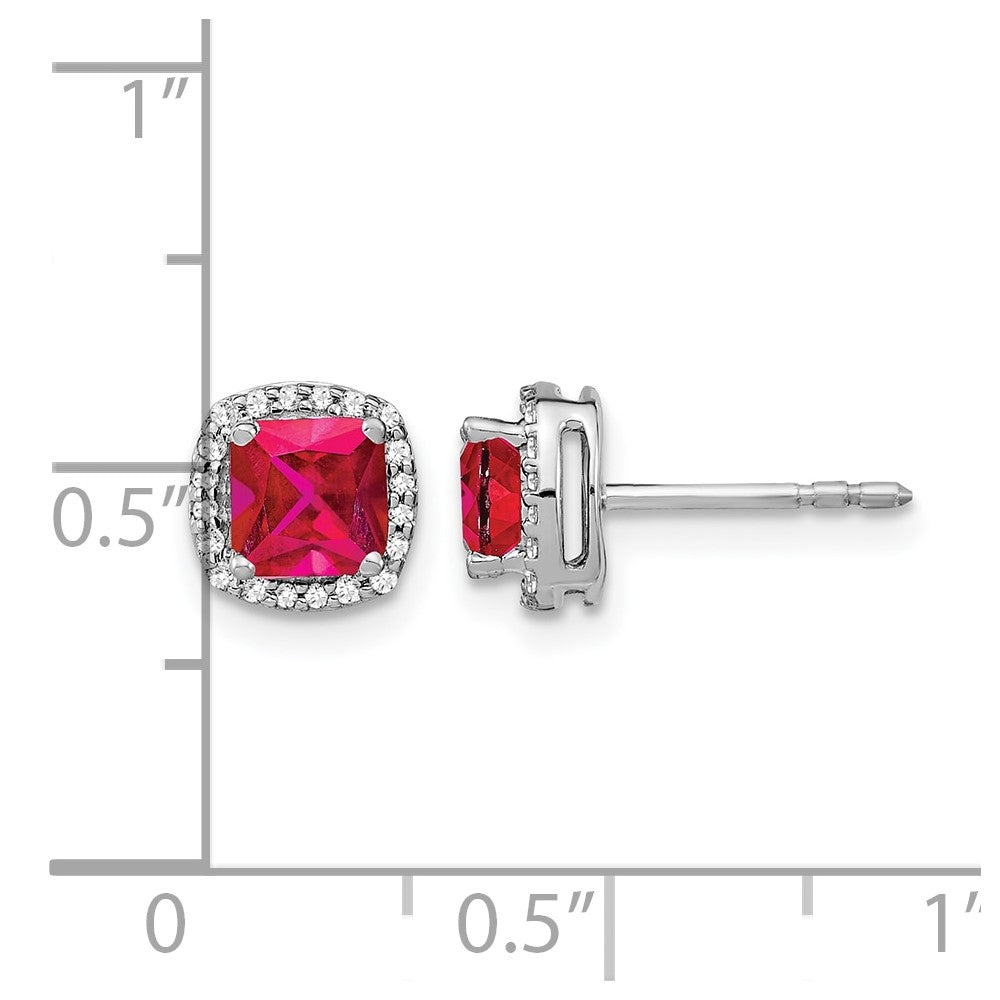 Cushion Gemstone and Diamond Halo Earrings